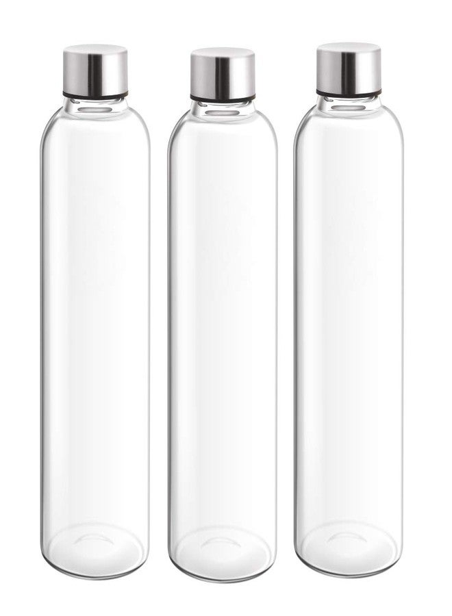 تريو مجموعة زجاجات مياه للثلاجة من زجاج البوروسيليكات من تريو باي ميلتون كلاريون، 3 قطع، مع غطاء محكم الإغلاق من الفولاذ المقاوم للصدأ، سعة 750 مل، شفافة، مناسبة للفنادق والسفر والمكاتب والمنازل - Image 5